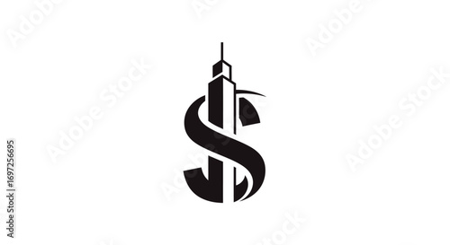 Sophisticated logo design featuring a skyscraper cleverly integrated within a dollar sign