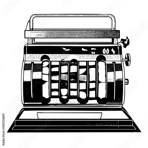 Vector Vintage slot machine with detailed mechanical components.