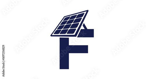 Innovative solar panel letter F logo concept for sustainable energy company branding