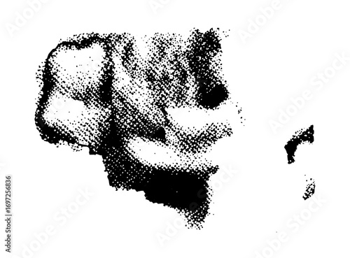 Vector Abstract portrait of a persons face in dotted monochrome style.