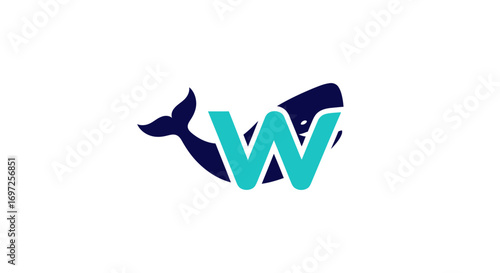 Elegant whale logo design featuring the letter W in a creative and modern style