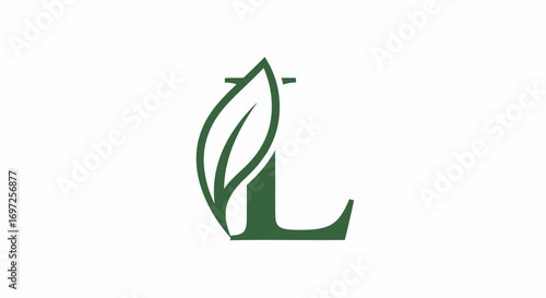 Elegant letter L design with a leaf accent, symbolizing growth, nature and organic essence with