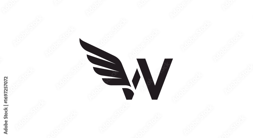 Elegant letter W logo with graceful wing emblem for brand identity and design concept Elegant letter W logo with graceful wing emblem for brand identity and design concept