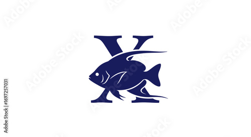 Elegant marine logo featuring a letter X cleverly integrated with a stylized fish design