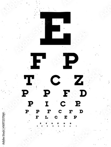 Vector Optometry chart displays distinct typographic letters for vision testing.