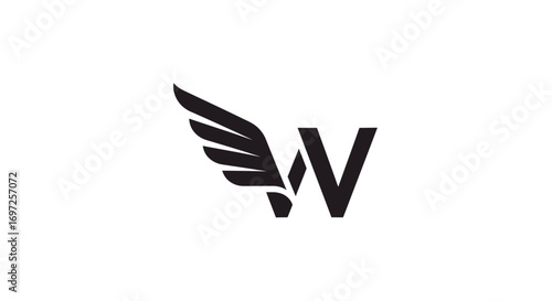 Elegant letter W logo with graceful wing emblem for brand identity and design  concept