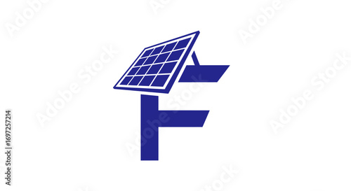 Innovative solar panel design integrating the letter F for a modern energy concept