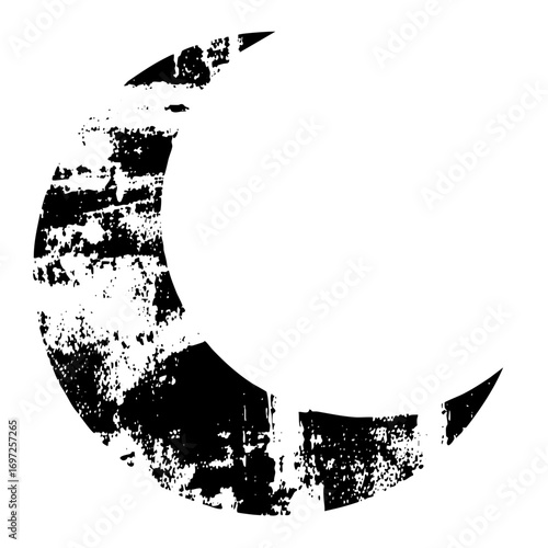 Vector Distressed circular segment with textured edges.