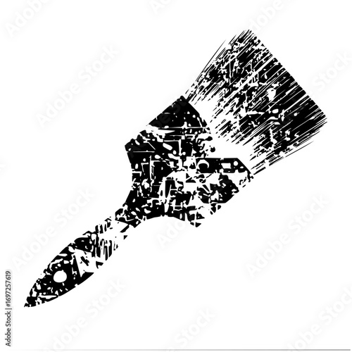 Vector Abstract paintbrush with textured bristles.