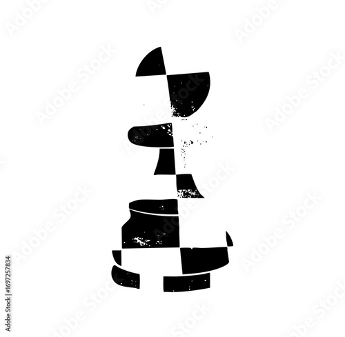 Vector Abstract robotic figure composed of geometric shapes.