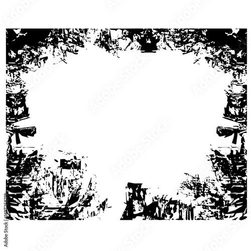 Vector Distressed rectangular frame with abstract grunge elements.