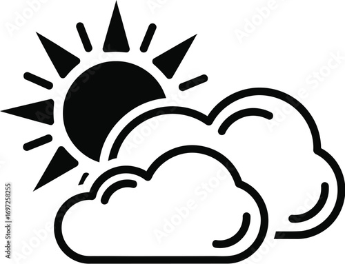 Sunny day with fluffy clouds, representing pleasant weather.