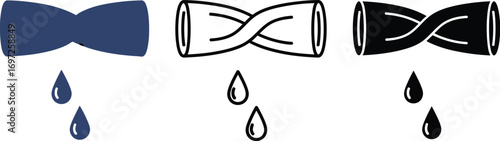 Twisted pipe with dripping liquid, symbolizing leaks and fluid flow