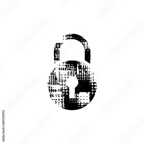 Vector Distressed padlock represents security and protection.