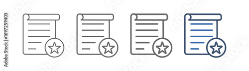 
outline icon set assessment with document design and asterisk