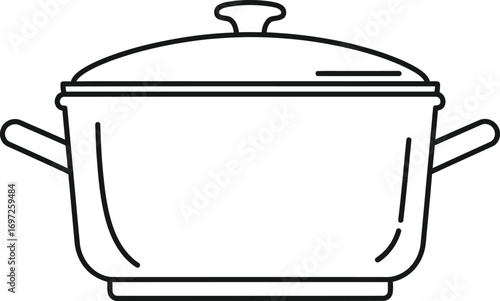 Simple outline illustration of a cooking pot with lid, ready for culinary creation