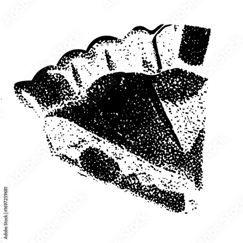 Vector Dark pie slice with whipped cream .