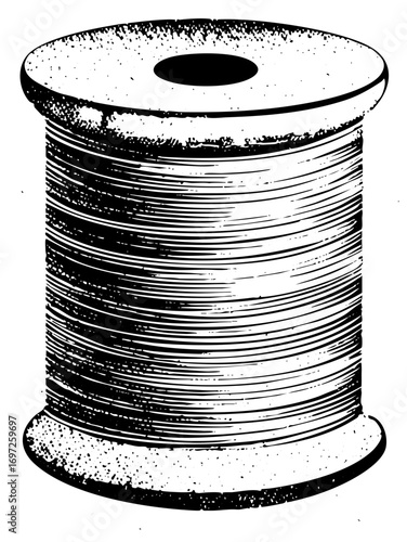Vector Detailed of a thread spool with textured lines.