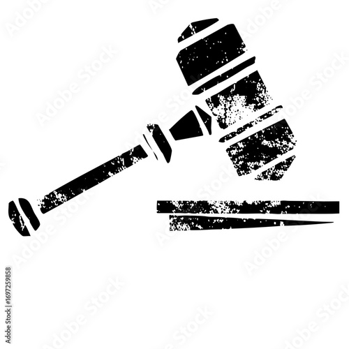 Vector Distressed gavel symbolizes legal justice and authority.
