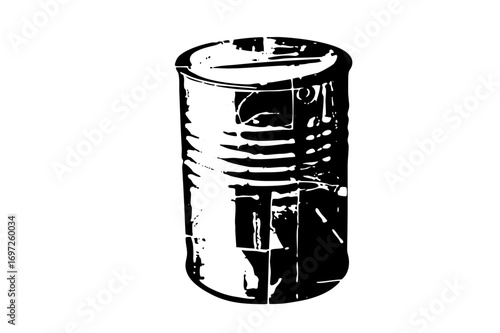 Vector Black and white of a cylindrical metal can.