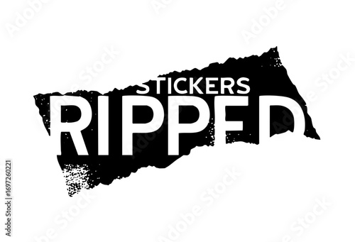Vector Bold typographic featuring the word RIPPED with distressed sticker elements.