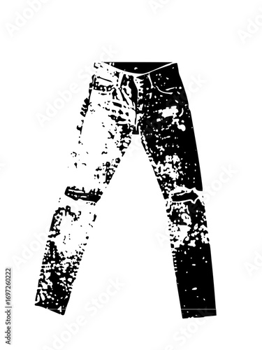 Vector Distressed denim jeans with ripped knees.