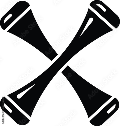Crossed black bugles symbolize military honor and ceremonial tradition.