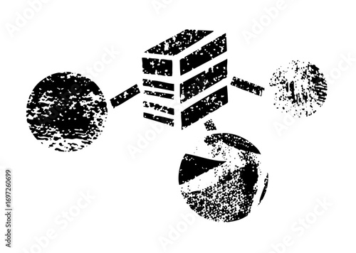 Vector Abstract geometric shapes depict a fragmented digital connection.