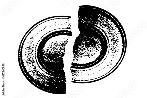 Vector Broken circular emblem with distressed texture