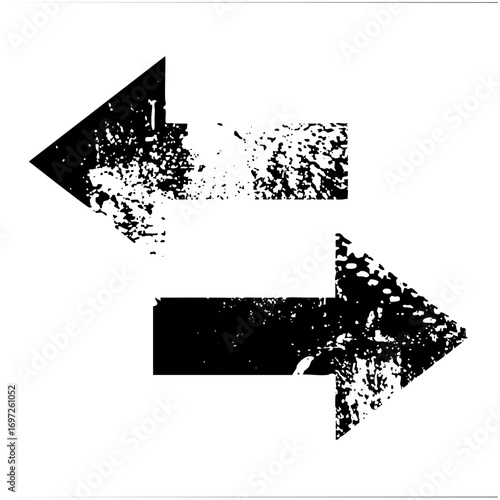 Vector Distressed arrows point in opposite directions symbolizing contrast and movement.