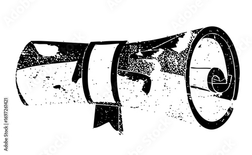 Vector Detailed of a professional camera lens with a textured distressed effect.