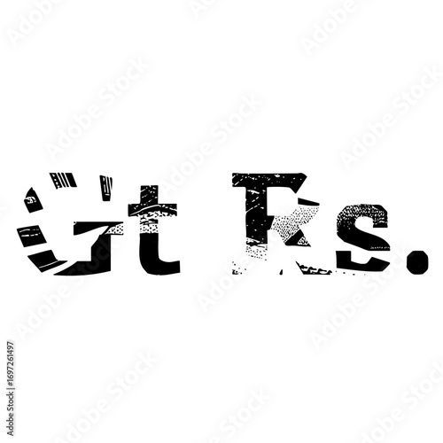 Vector Abstract typographic features distorted letters and fragmented text.