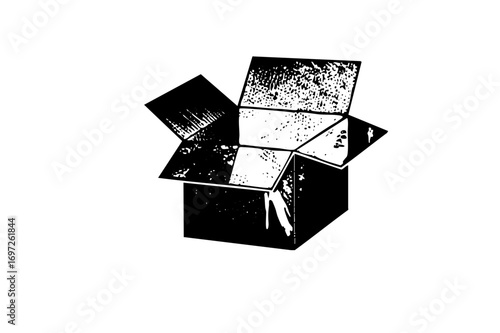 Vector Open cardboard box with textured fill