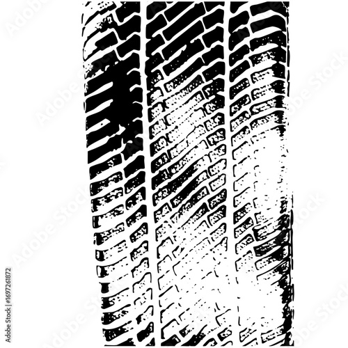 Vector Detailed tire track showcases a rugged tread .