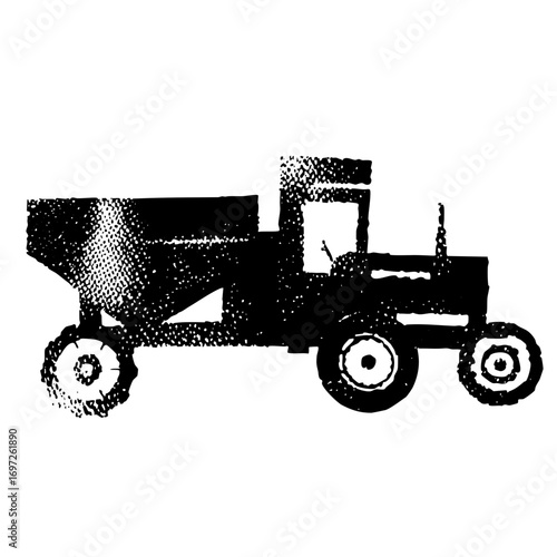 Vector Black silhouette of a dump truck .
