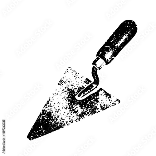 Vector Black masonry trowel with mortar