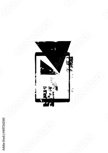 Vector Abstract downward arrow within a square frame .
