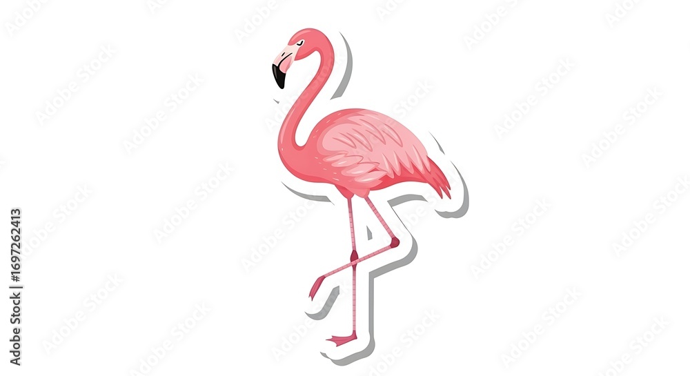 Obraz premium A vibrant flamingo gracefully posing in its natural habitat. 