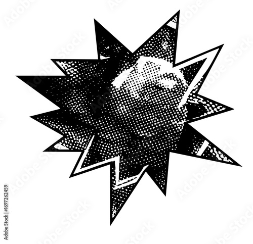 Vector Dynamic explosion starburst with central sphere .
