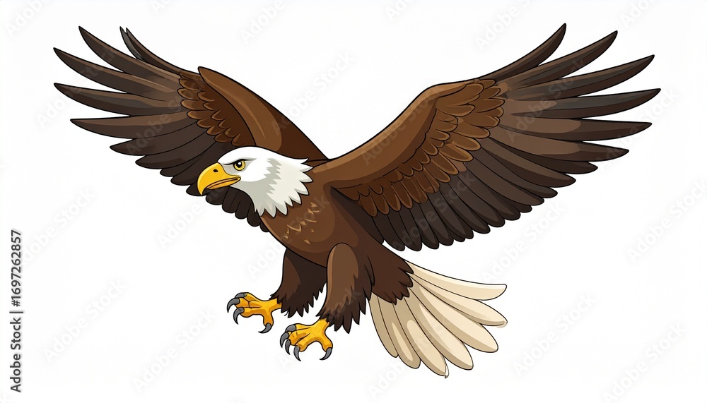 Fototapeta premium american bald eagle flying wings spread majestic predator