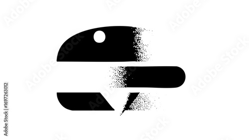 Vector Abstract robotic face with distressed texture.