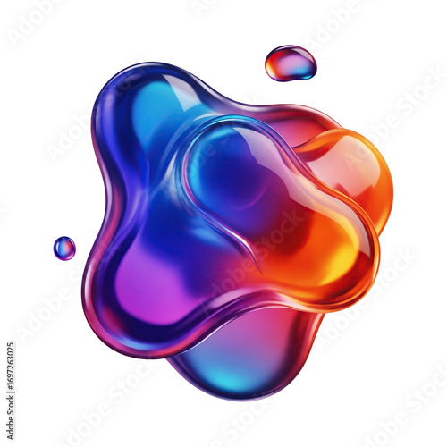 3D abstract fluid blob with vibrant gradient colors
