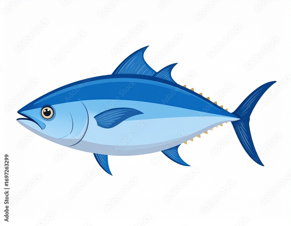 Obraz premium blue tuna fish isolated white background illustration