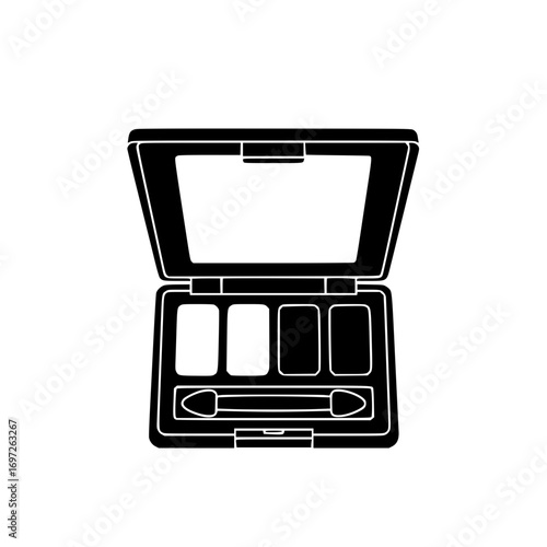 Open eyeshadow palette vector icon representing beauty, cosmetics, and makeup accessories