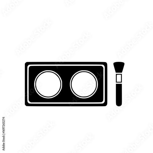 Eyeshadow palette with brush vector icon symbolizing beauty, cosmetics, and makeup accessories