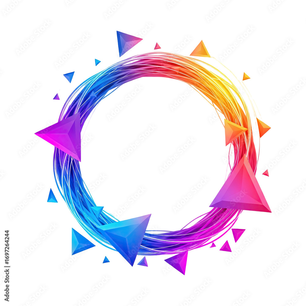 Obraz premium Colorful abstract circular frame with gradient triangles 