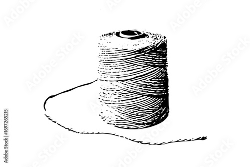 Vector Detailed of a spool of thread with winding lines.