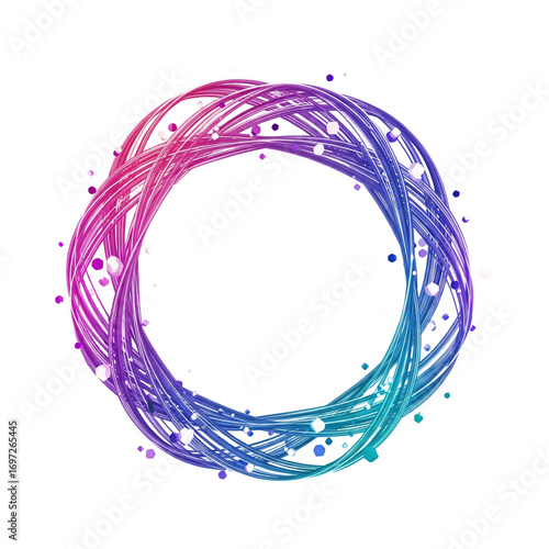 Circular neon light energy ring with abstract glowing effect

