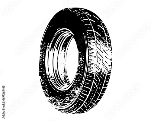 Vector Detailed vector of a worn automobile tire.
