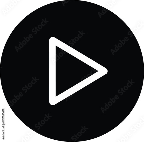 Simple white play button icon on a black circular background